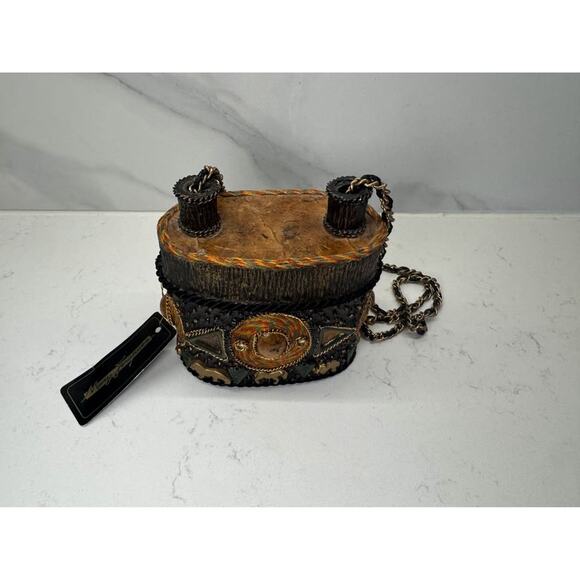 Mary Frances Vintage African Theme Tree Stem Shape Small Crossbody Shoulder Bag - Picture 2 of 7